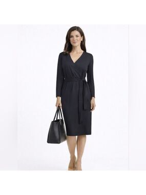 Lennie for Nina Leonard Black Wrap Dress Medium